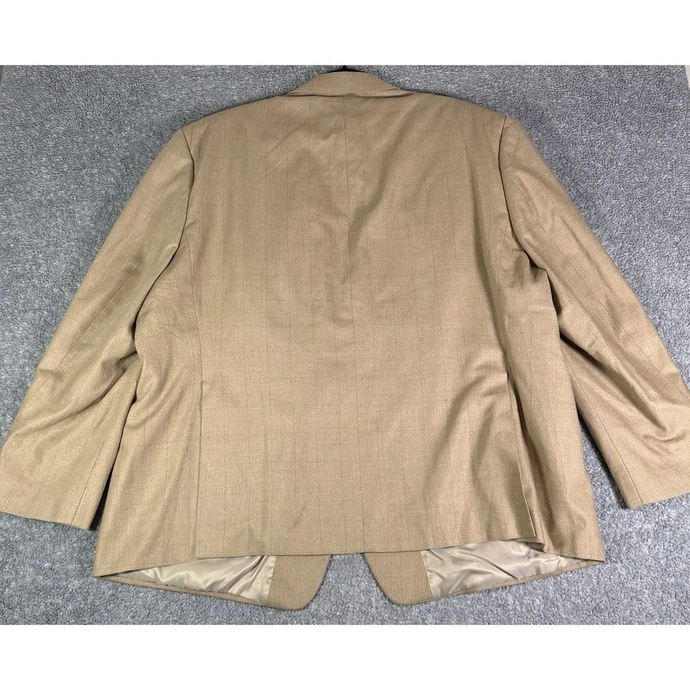 Ralph Ralph Lauren 54R Tan Brown Windowpane Plaid Silk Wool Sport Coat Blazer